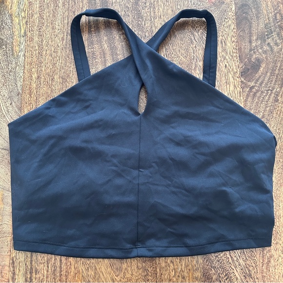 Spiritual Gangster Black Jules Cross Neck Crop Tank - Picture 3 of 6